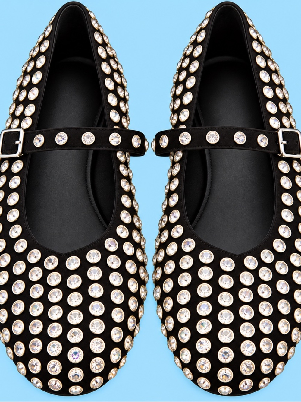 a new day Black Jeweled Mary Jane Flats